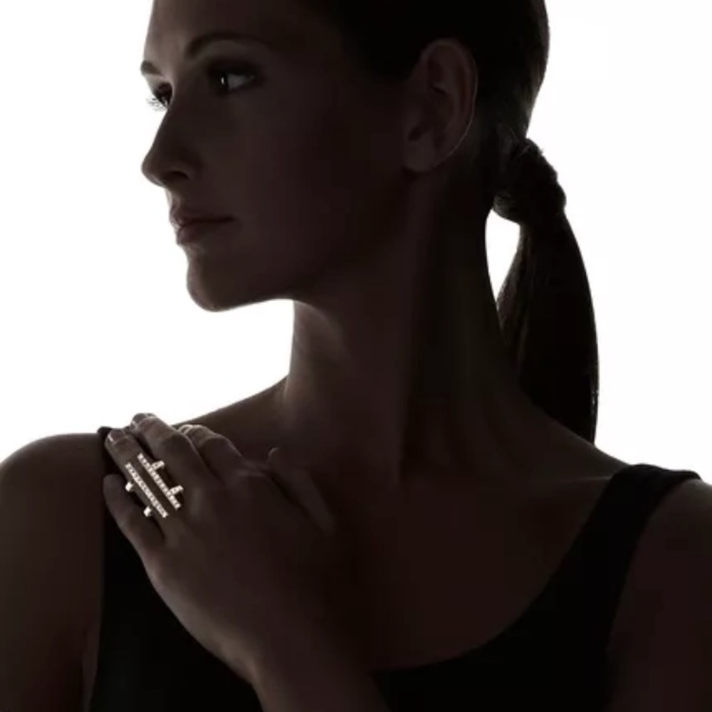 JULES SMITH "DOUBLE ROW PAVE RING" - Picture 4 of 5